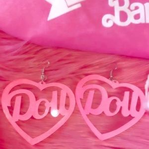 Pink Heart Doll Earrings